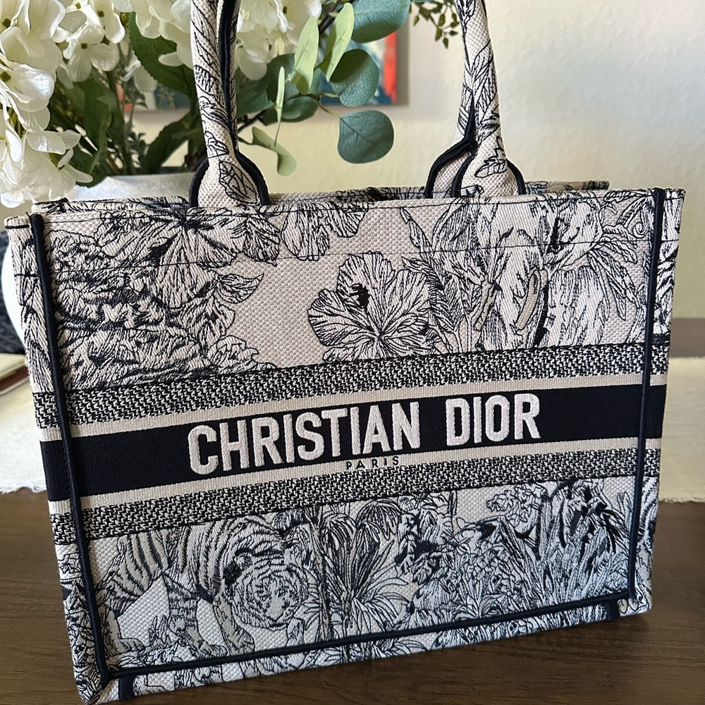 Designer Inspired Black and White Tote Bag
